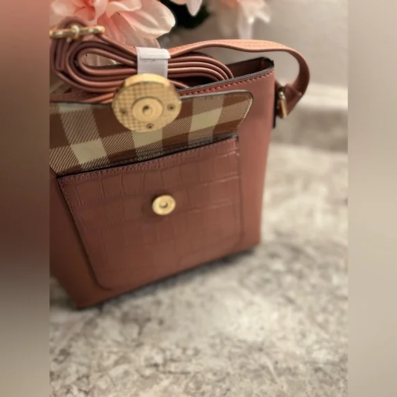 NWOT Muave Pink Croc Detail Crossbody - Picture 7 of 16